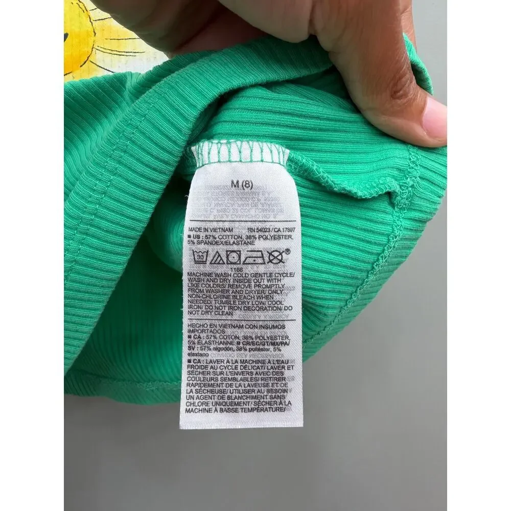 Old Navy Girls Always Fresh Daisy Graphic Ribbed Ringer Tee Green Size 8